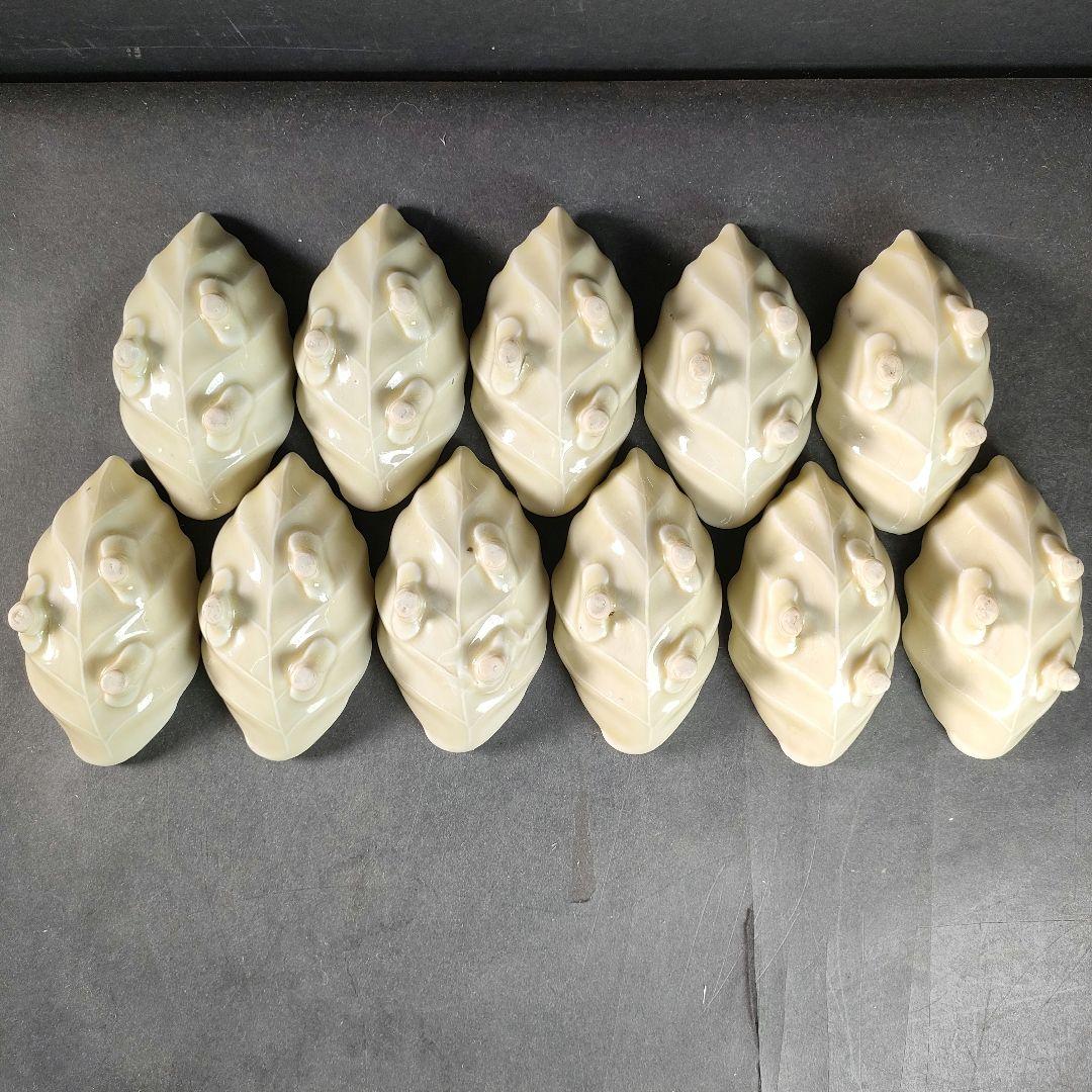 C13-2/在銘/プラチナ縁 刺身皿大9客・小11客/共箱/葉形皿/小皿/向付