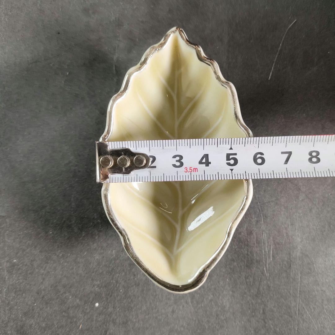 C13-2/在銘/プラチナ縁 刺身皿大9客・小11客/共箱/葉形皿/小皿/向付