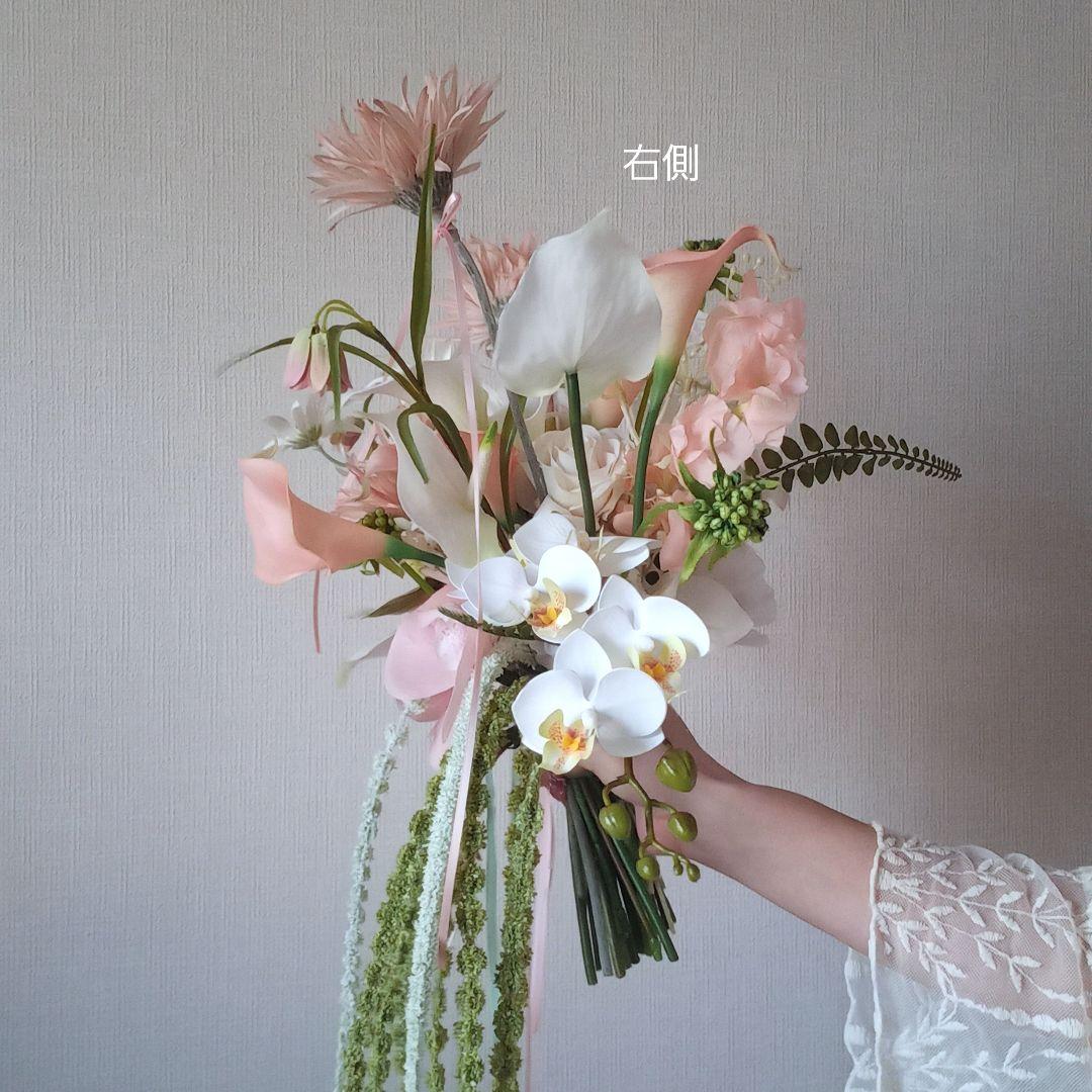 ガーベラ　アマランサス　パステル　ウェディングブーケ　アーティフィシャルフラワー