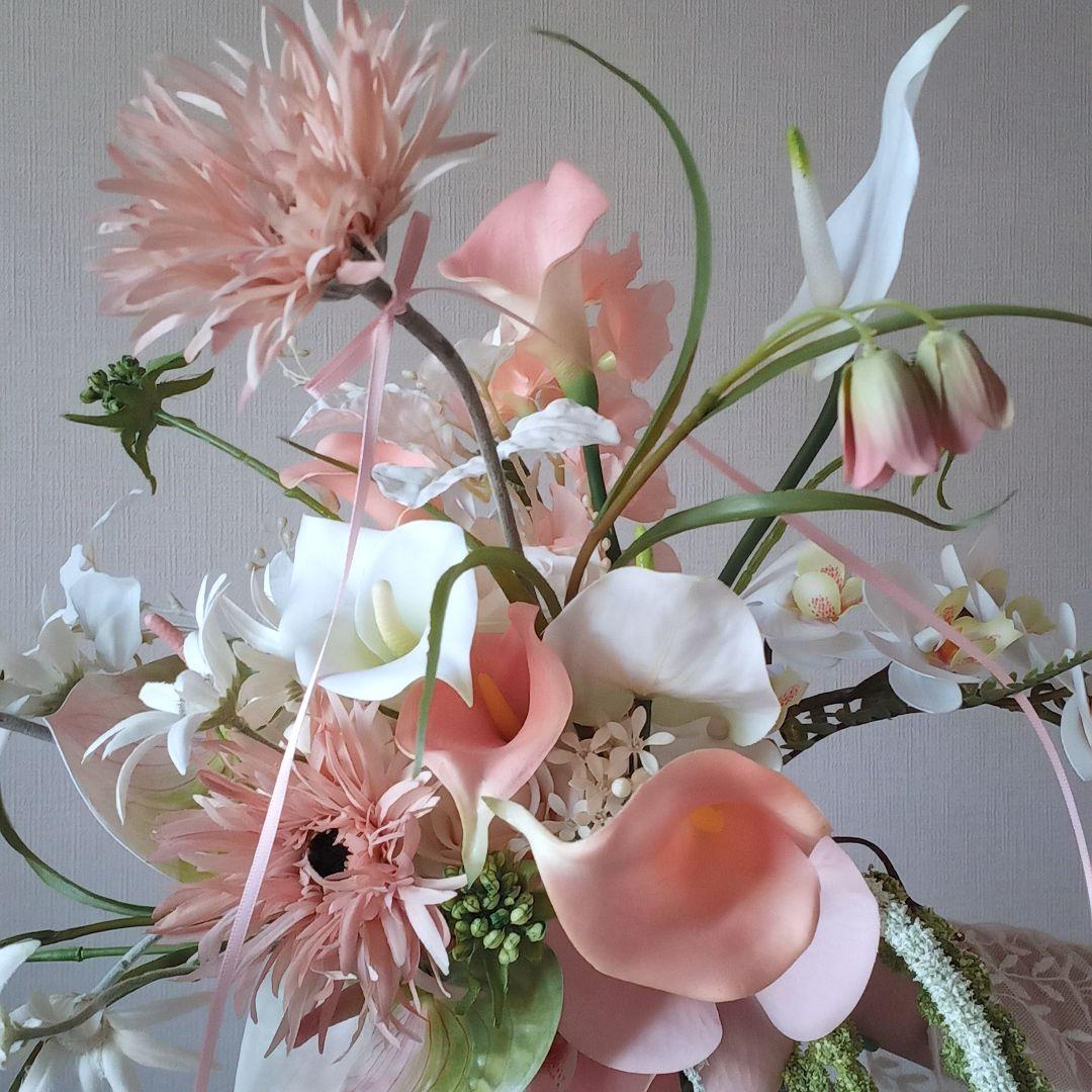 ガーベラ　アマランサス　パステル　ウェディングブーケ　アーティフィシャルフラワー