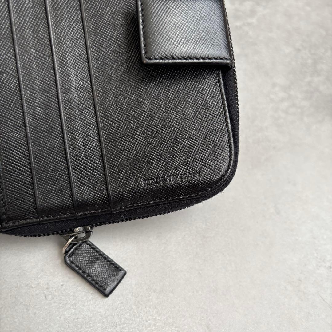 値下げ済み PRADA コンパクトウォレット サフィアーノレザー ブラック