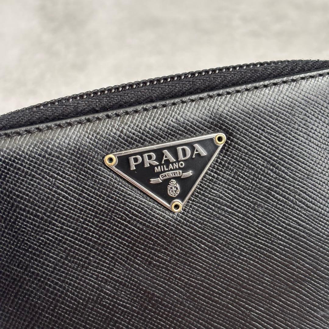 値下げ済み PRADA コンパクトウォレット サフィアーノレザー ブラック