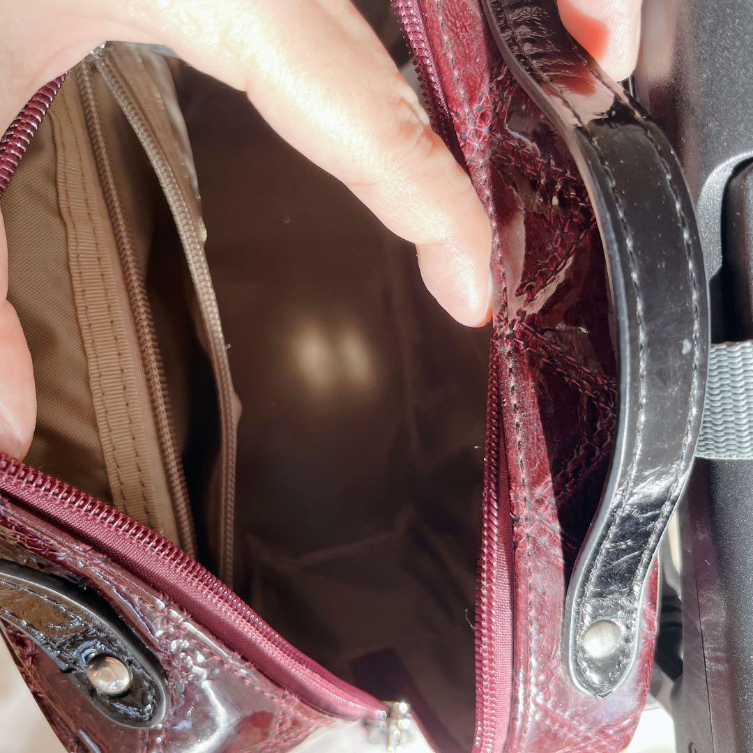 美品‼️SWANY スワニー エマイロ　ボルドー　キャリー　ショッピングバッグ