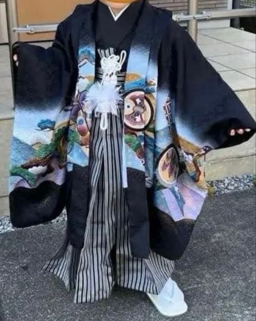 【フルセット】 七五三 着物 男の子 5歳 羽織袴セット 肩上げ済み