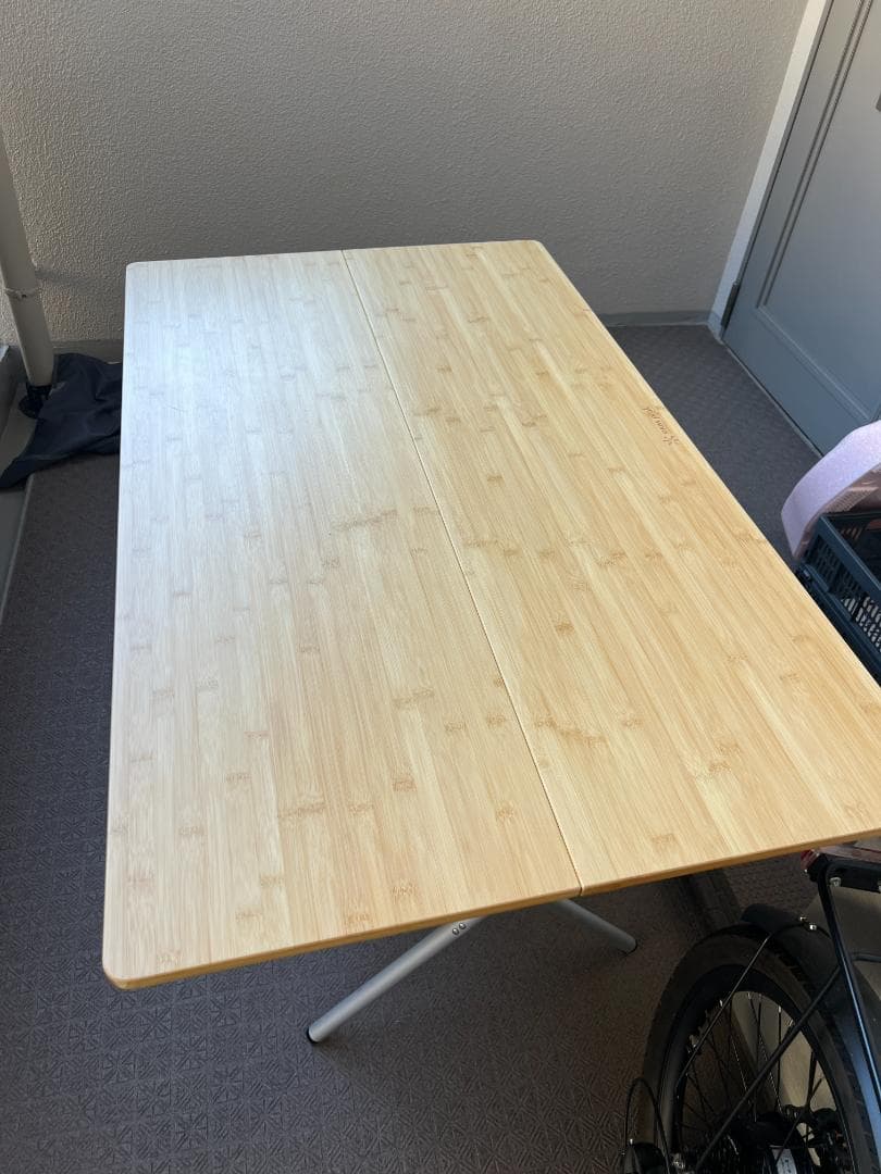 （美品）ワンアクションテーブルロング竹 　LV-015TR