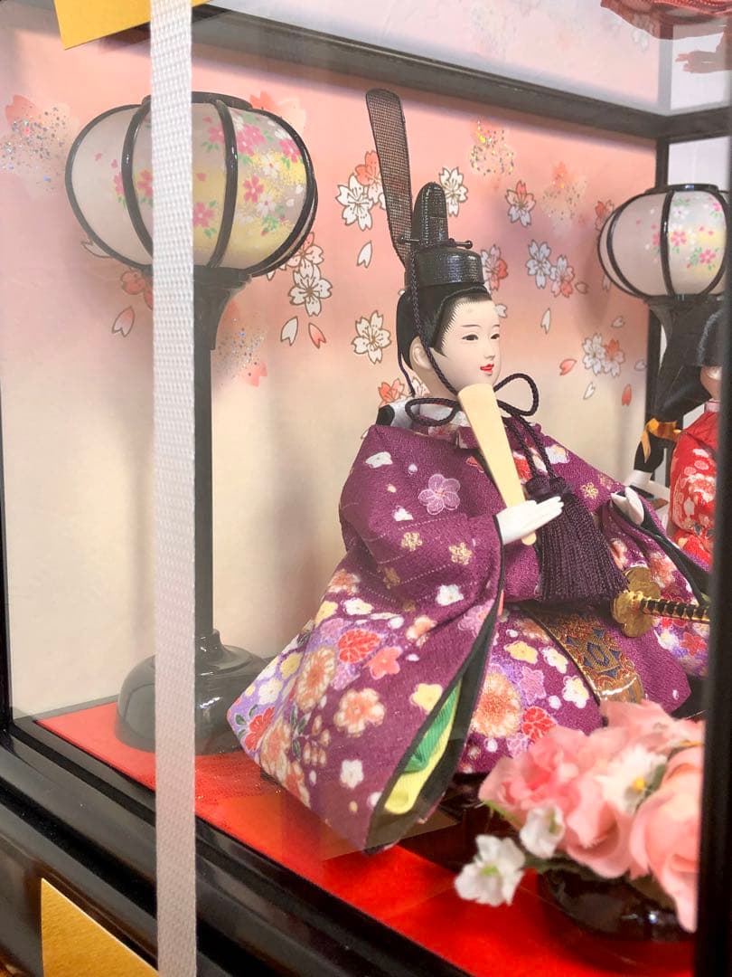 雛人形ケース飾り　ちりめん2人芥子サイズ