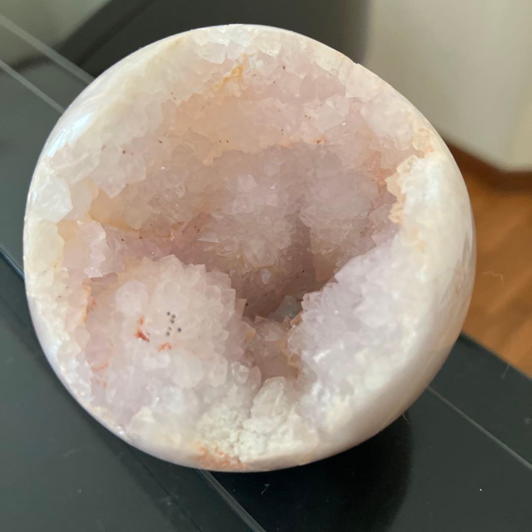コレクションに！ピンクアメジスト　スフィア　天然石置物　D167