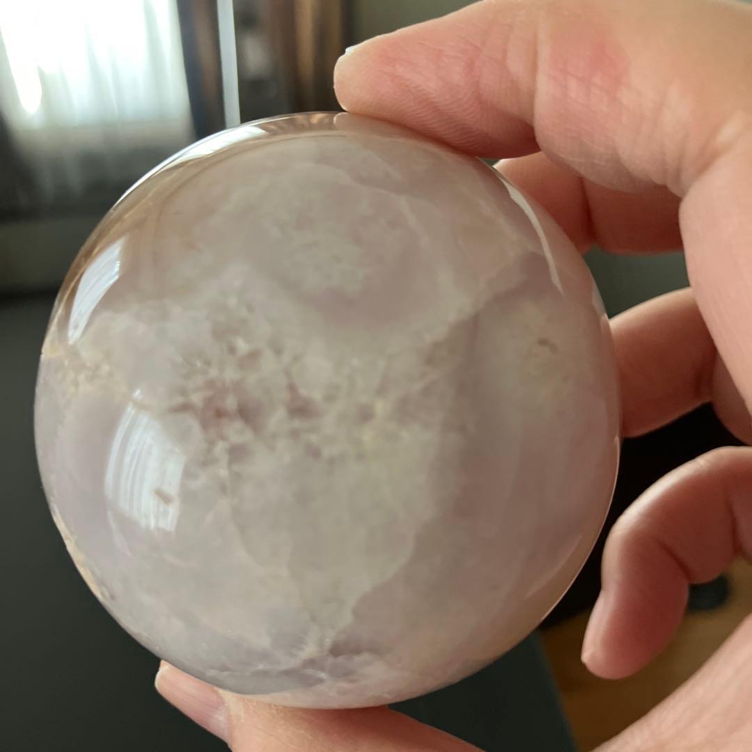 コレクションに！ピンクアメジスト　スフィア　天然石置物　D167