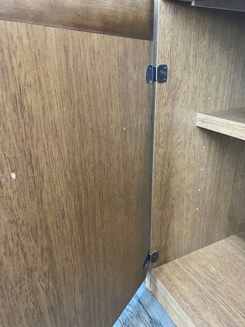 【匿名配送】木製キッチンカウンター 引き出し・スライド・コンセント・キャスター付