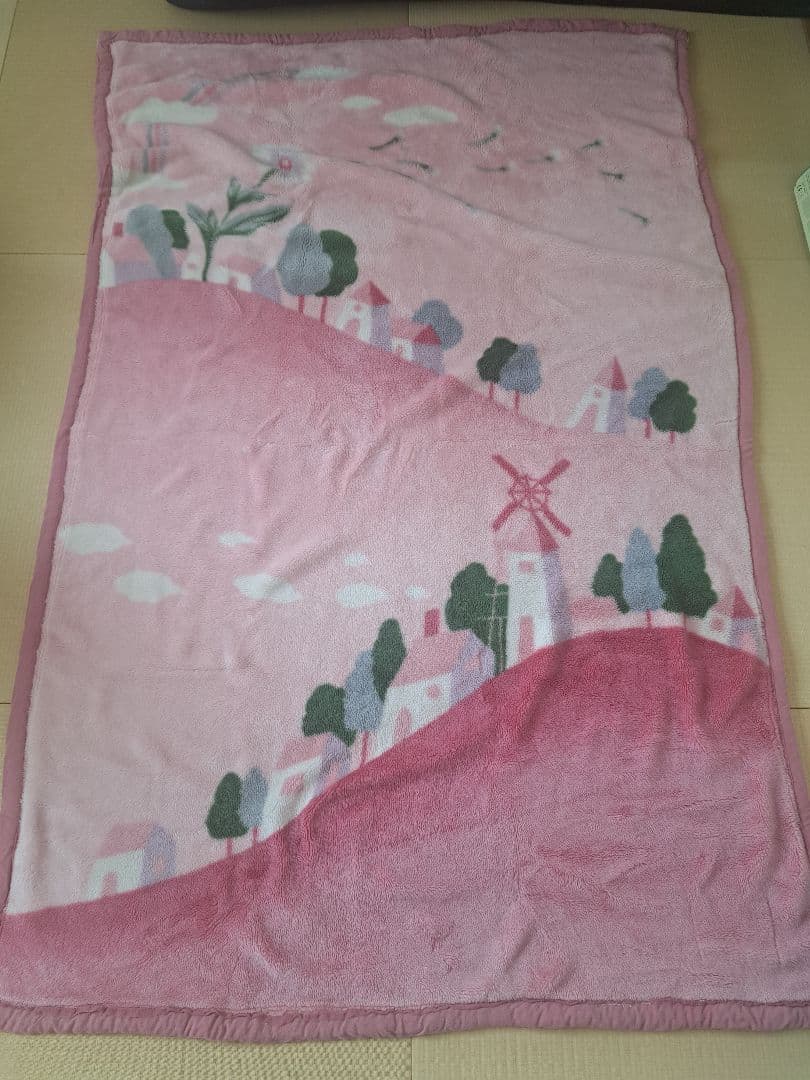 昭和レトロ　アンティーク　メルヘン柄　毛布　ジャンク