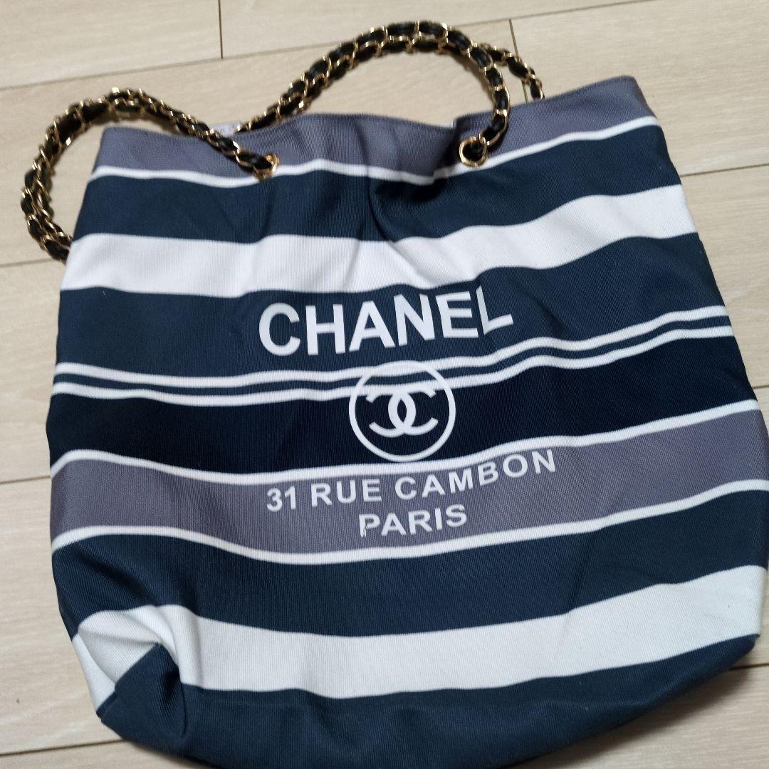 CHANEL ストライプ トートバッグ