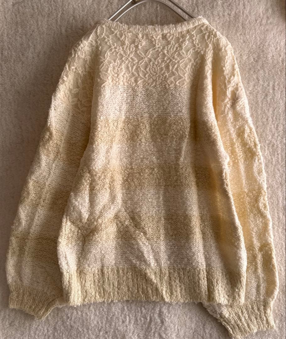 リズリサLIZ LISA ボーダー ニット レース リボン ボリューム袖 タグ付