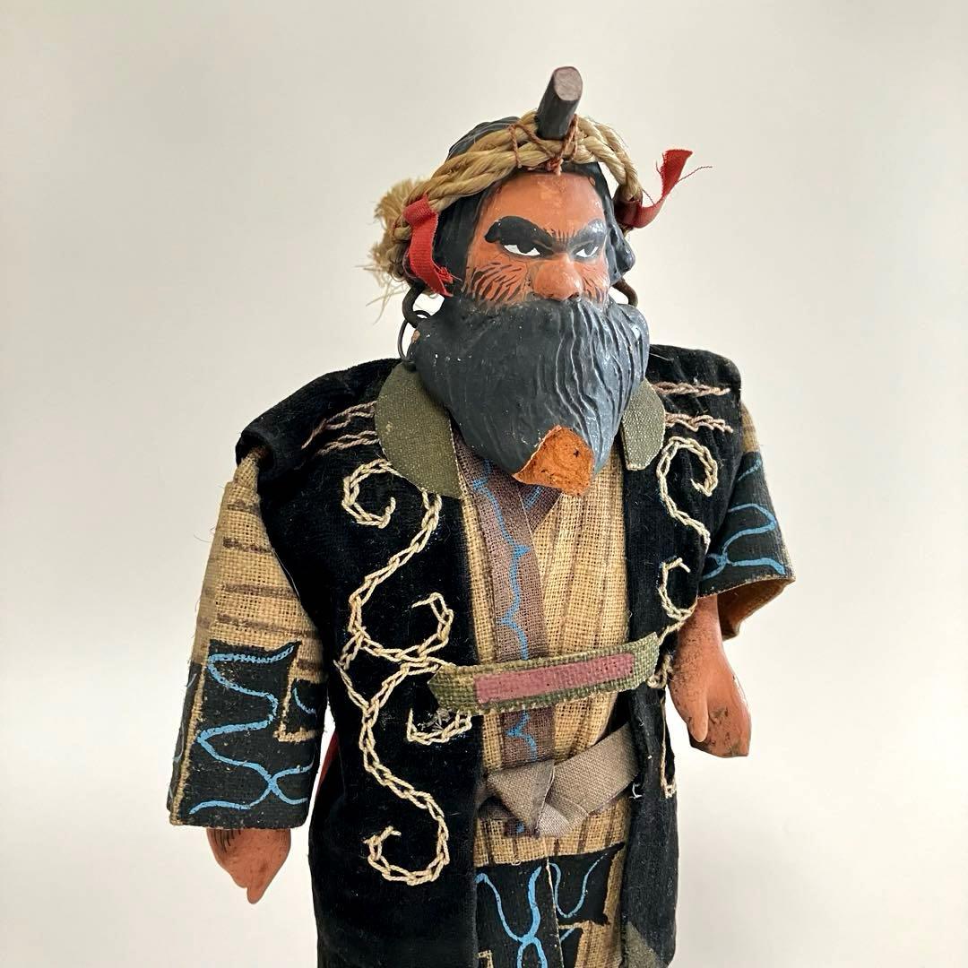 北海道　昭和初期　アイヌ　風俗人形　夫婦像　民俗資料　厚司織　タマサイ　民芸