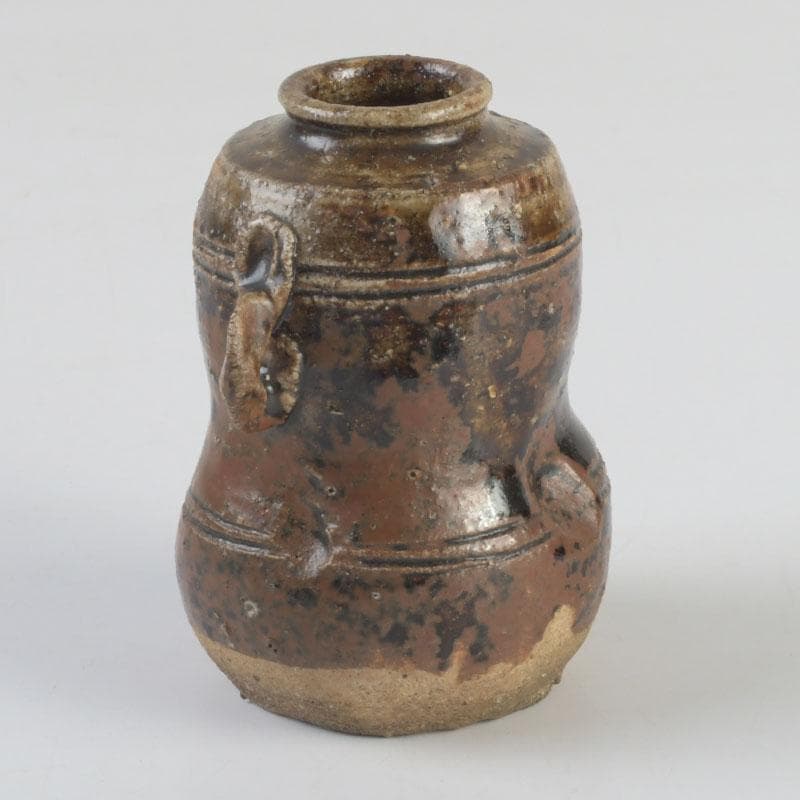 茶道具　萩焼　野坂江月作　耳付瓢形　茶入　仕覆付　森山歓渓極め箱　V　9399