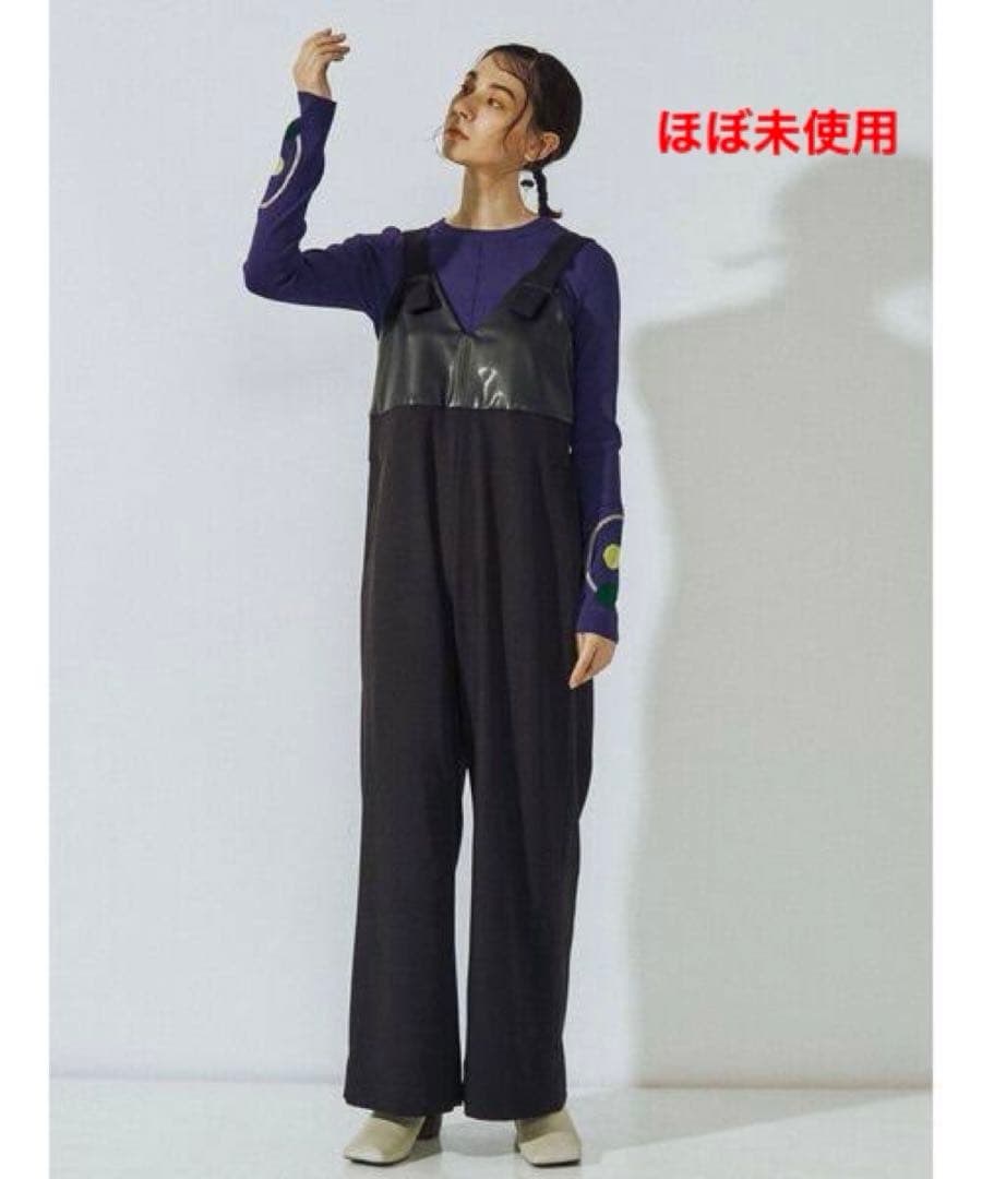 ほぼ未使用　アンスリード　fake leather block オールインワン