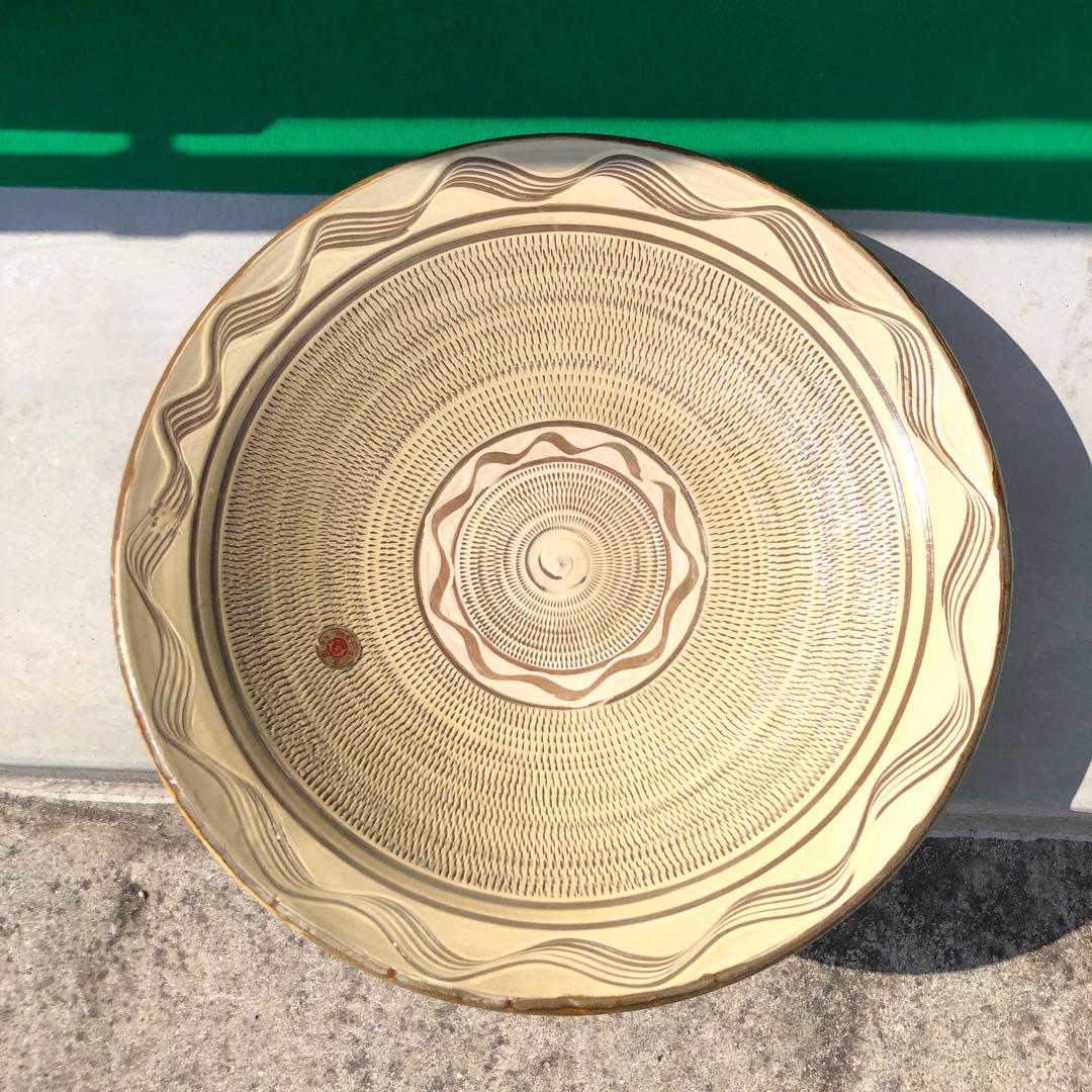 小鹿田焼　特大皿　陶芸　骨董品