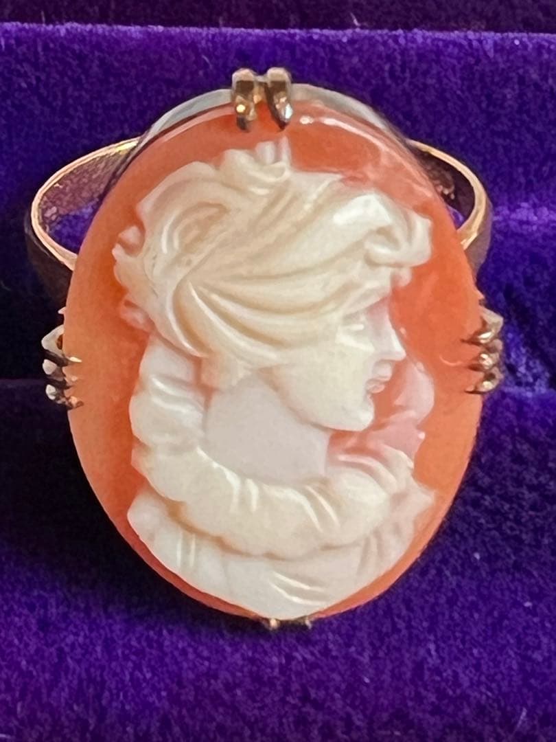 K18刻印 シェルカメオ ゴールドリング 指輪　アンティーク