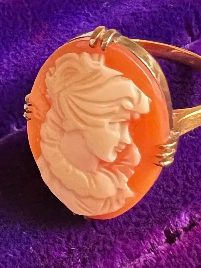 K18刻印 シェルカメオ ゴールドリング 指輪　アンティーク