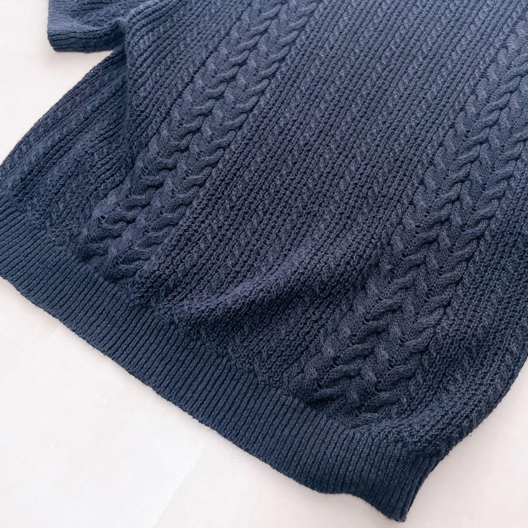 美品✨2022 フォクシー ニットトップ リエールT ケーブル編み ネイビー