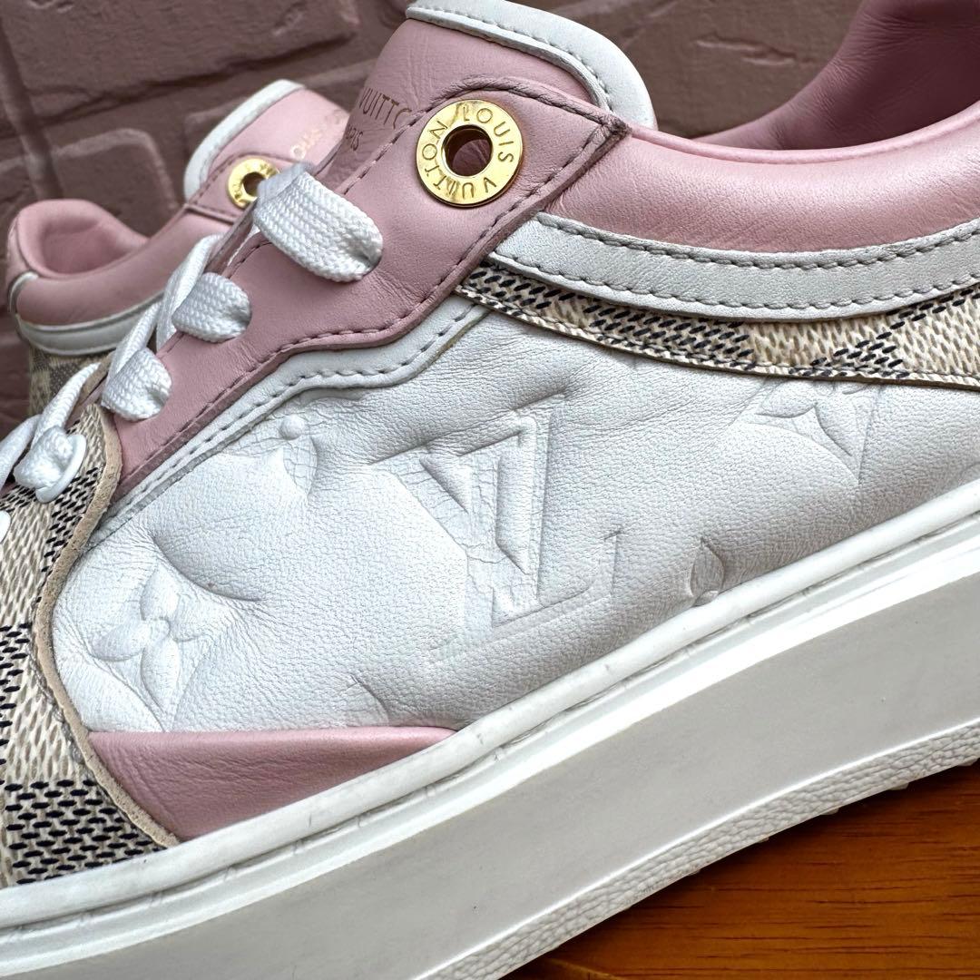 【美品】ルイヴィトン タイムアウトライン モノグラム×ダミエ レザースニーカー