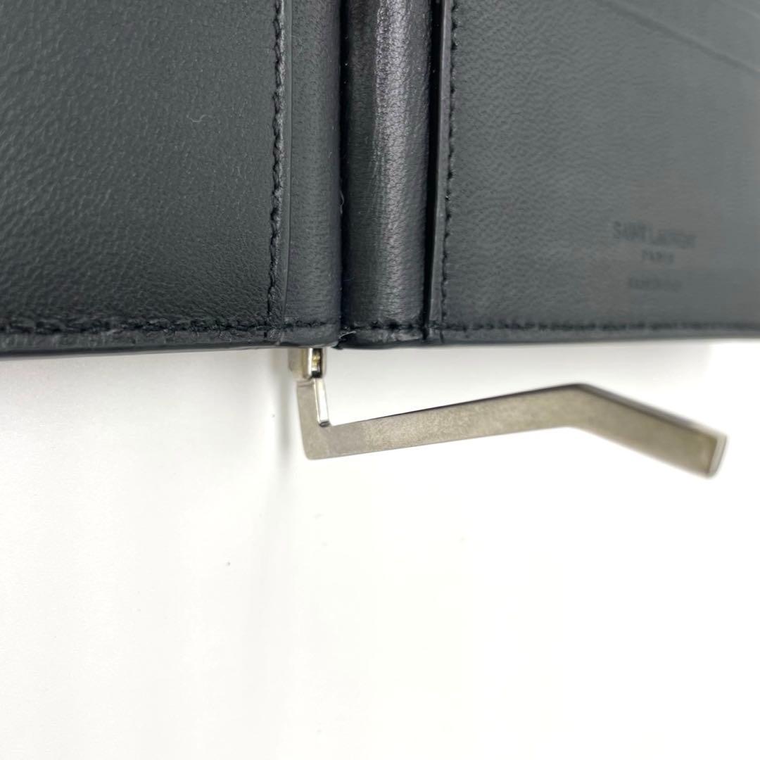 【超美品】SAINTLAURENT サンローラン マネークリップ クロコ型押し