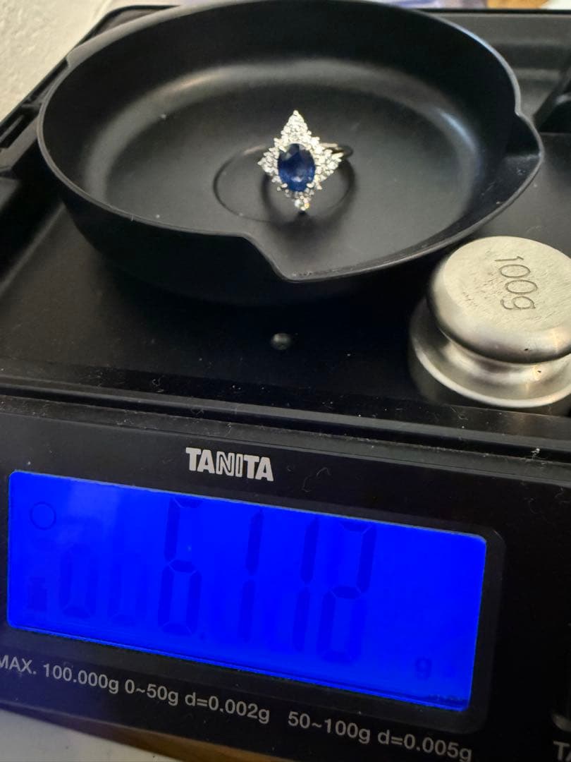 限界突破超特価❣️PTコ-ンフラワーブルーサファイアダイア入りリング 2ctup