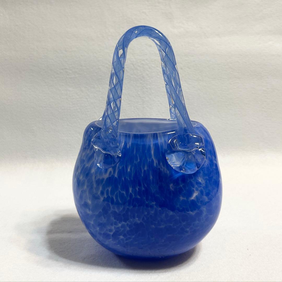 ムラーノガラス 宙吹き バッグ型オブジェ 花瓶 一輪挿し アートガラス