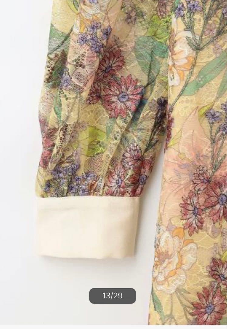 グレースコンチネンタル　ボタニカルプリント刺繍ドレス36