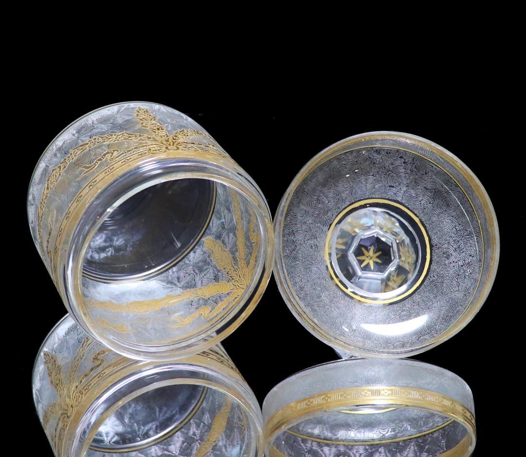 オールド・バカラ 珍品 1900年頃 大型蓋物 金彩唐草模様 ゴールド 小物入れ
