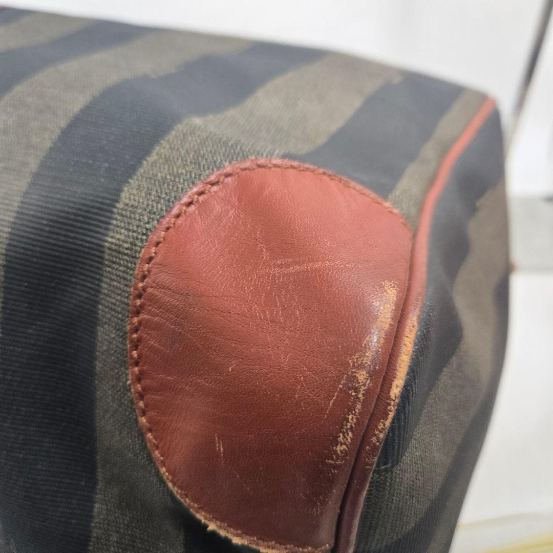 美品 FENDI 2way ボストンバッグ ペカン PVC レザー ハンドバッグ