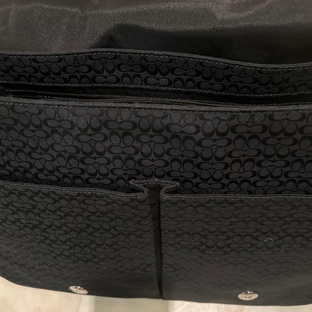 【極美品✨】コーチ キャンバス レザー ショルダーバッグ シグネチャー 黒