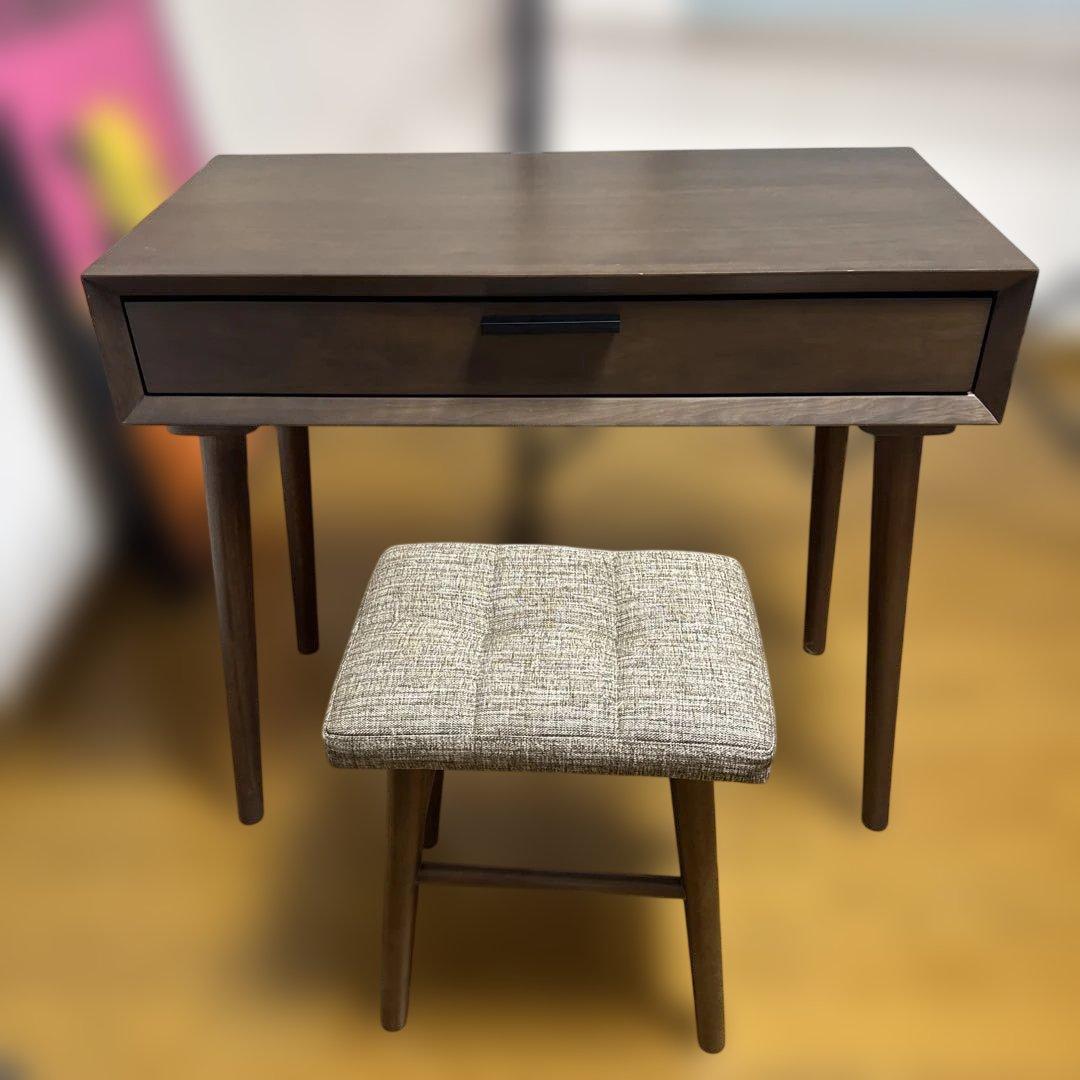 木製ダークブラウン ドレッサー・スツールセット