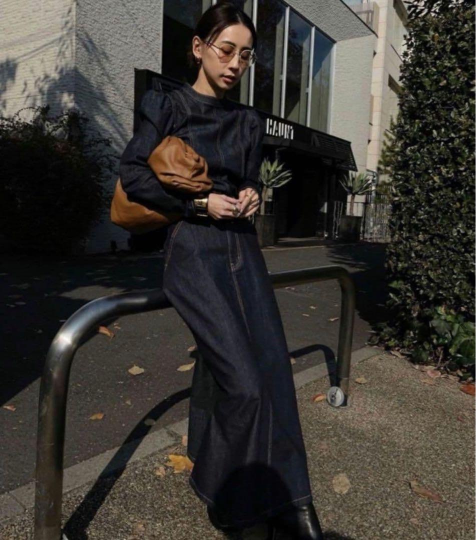 Ameriアメリ POWER SHOULDER DENIM SET UP