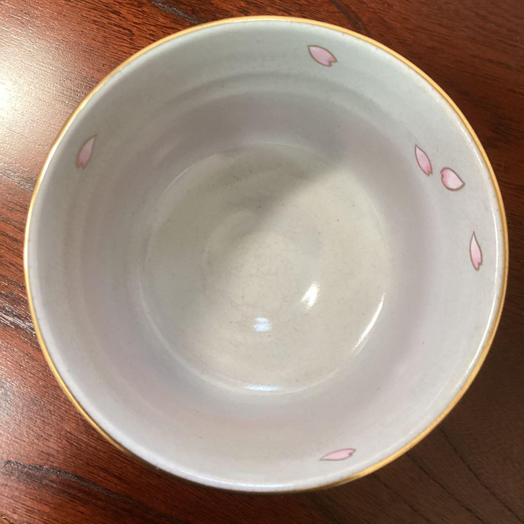 京焼　桑野睦子　御所の花　金彩色絵 抹茶碗　茶盌　茶道具　5碗