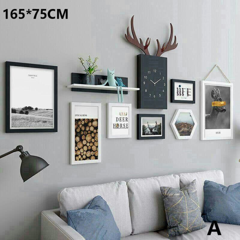 北欧の写真の壁は穴の客間の額縁を免除して壁の組合せを掛けます436