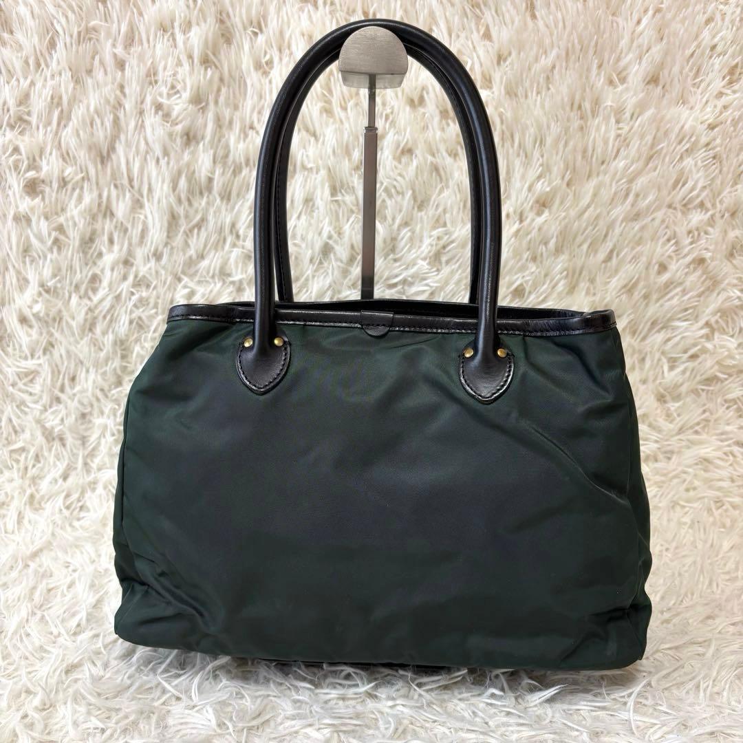 良品✨ フェリージ トートバッグ ナイロン レザー ダークグリーン イタリア製