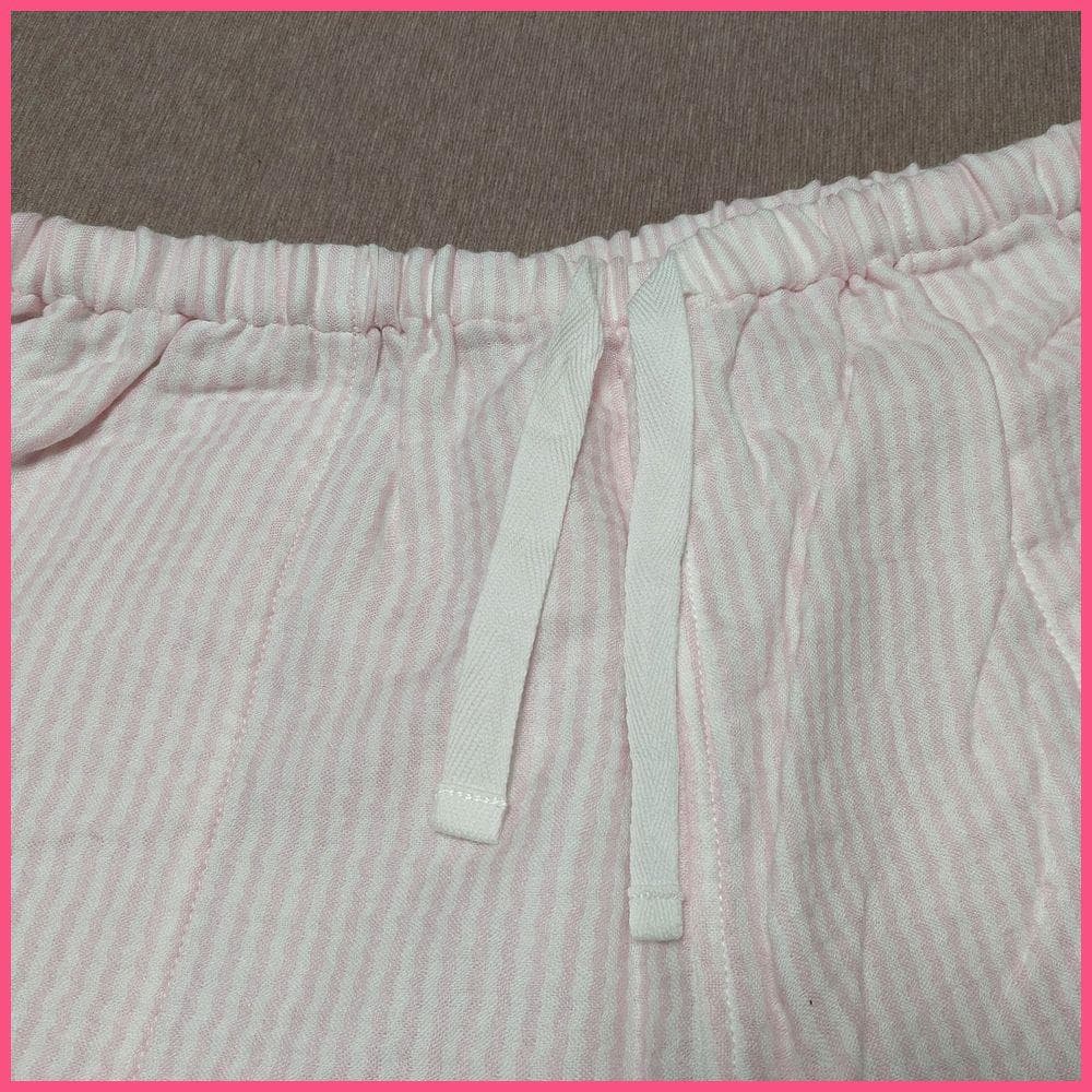 ◆新品 ウチノ マシュマロガーゼ パジャマＬ ピンク ストライプ