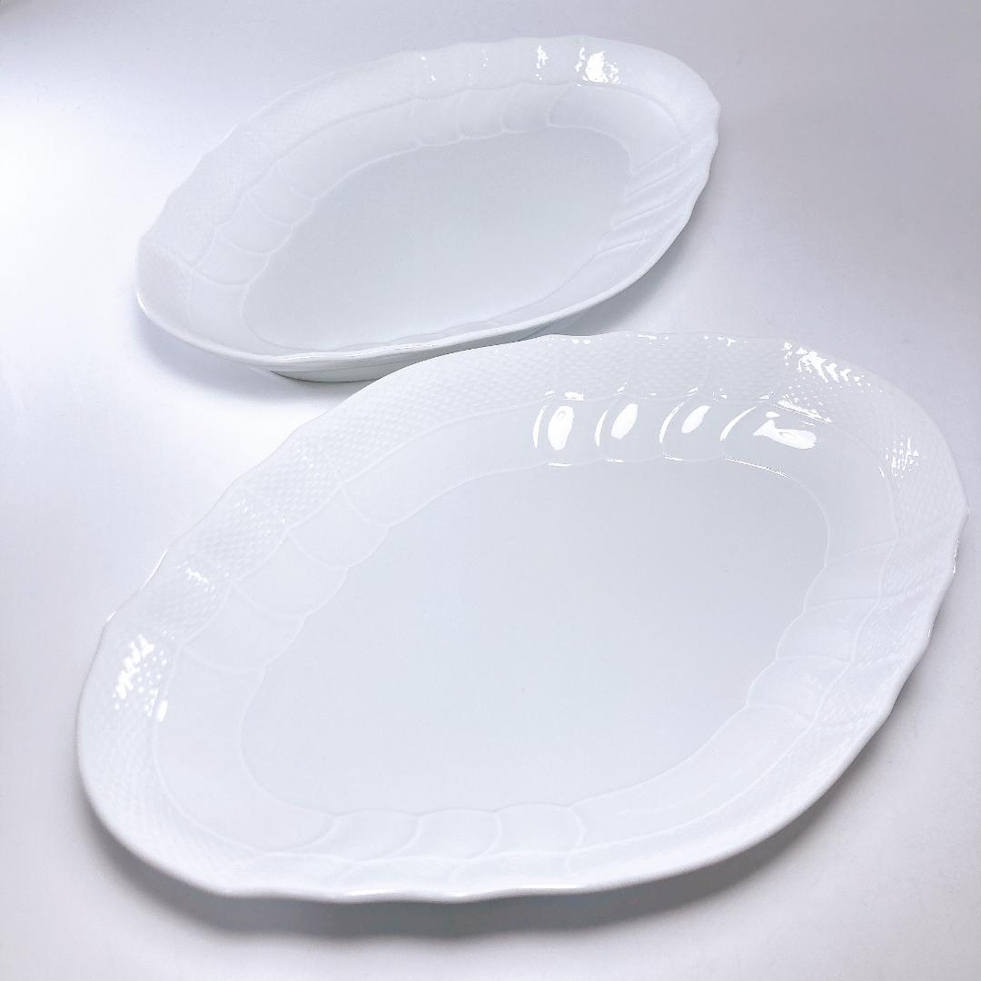 【未使用】リチャードジノリ ベッキオホワイト ヒシガタディッシュ 2枚　オーバル