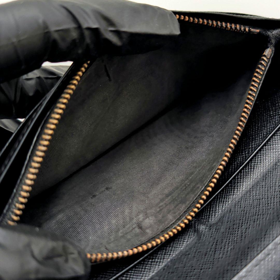 PRADA 長財布 二つ折り プラダ サフィアーノレザー メタルロゴ ブラック