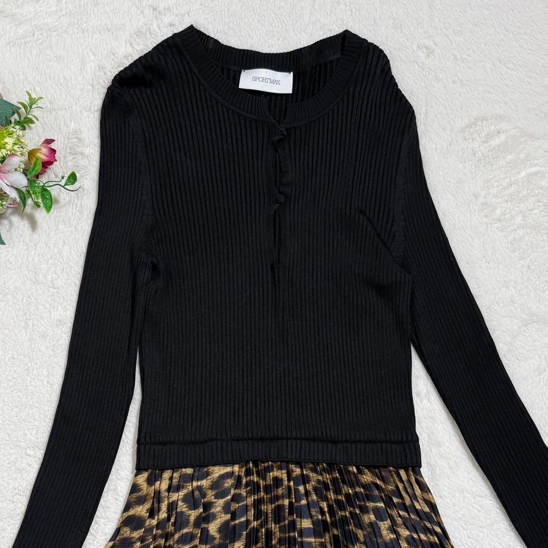 美品　マックスマーラ　 ニットワンピース ドッキング プリーツ　マキシ丈