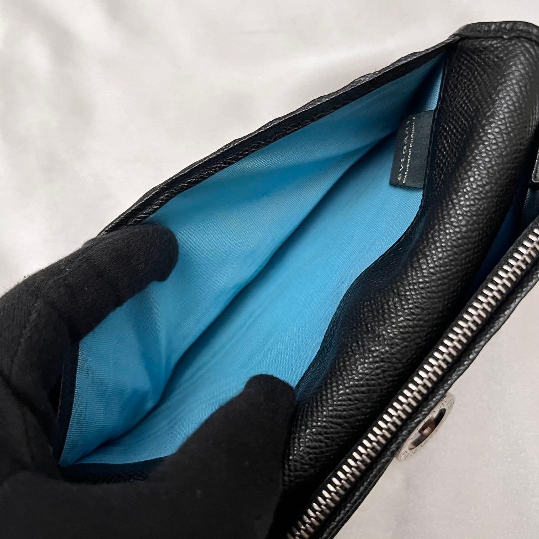 ◇美品◇ブルガリ　ビーゼロワン　フラップ型長財布　シルバー金具×ブラックレザー