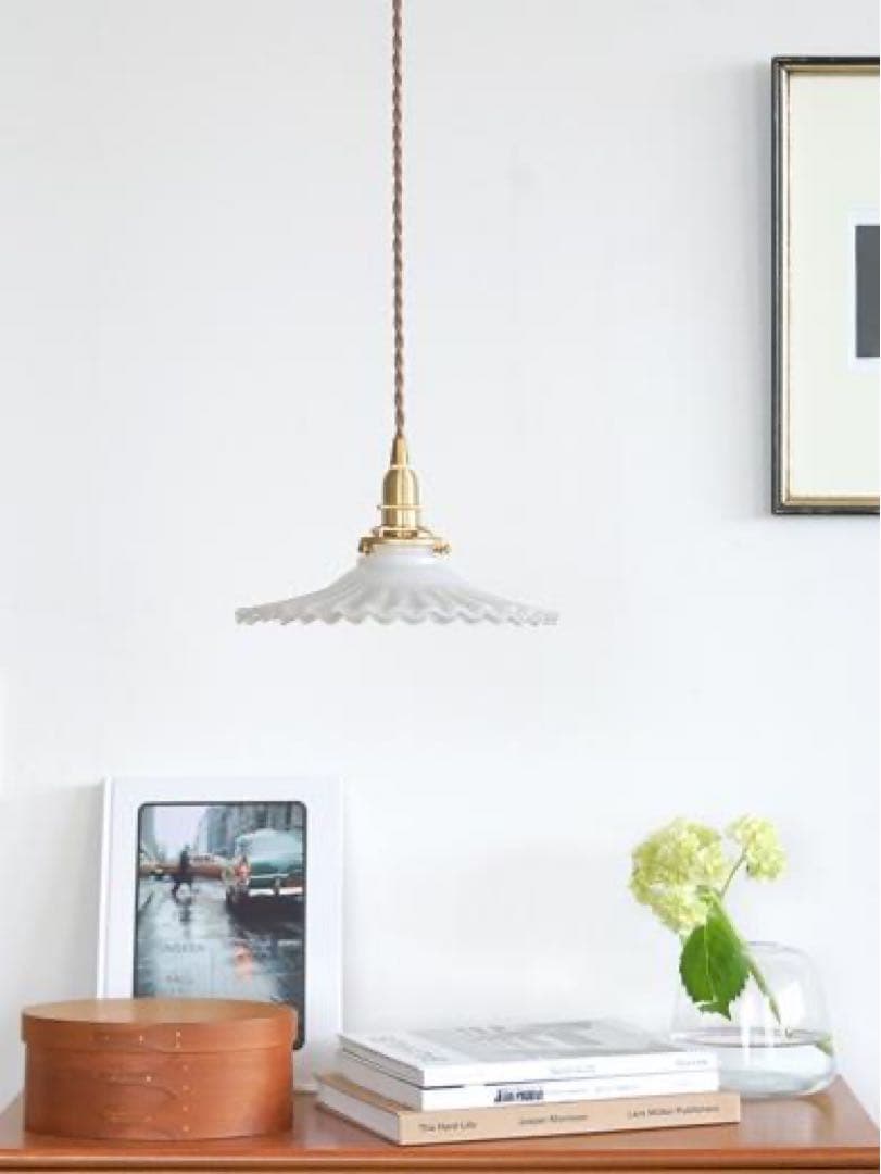 プリーツミルクガラス　ペンダントライト
