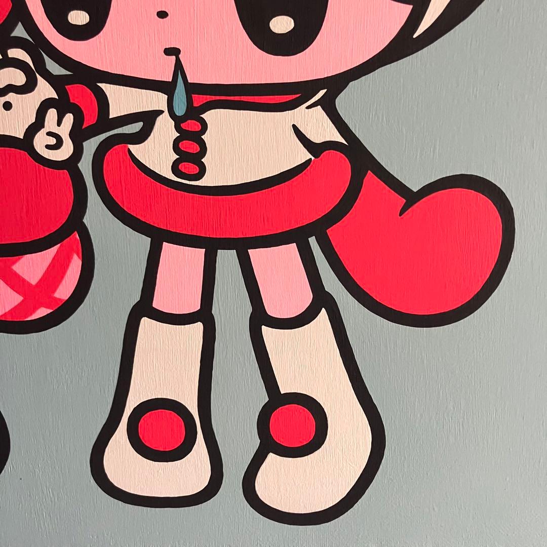 美品　モニョチタポミチ　ぎょうざちゃん食わせろ〜　原画　アクリル　キャンバス