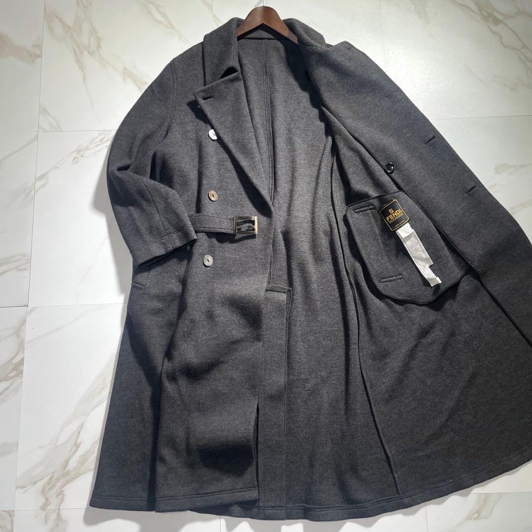 【極美品,着丈120cm】フェンディ トレンチコート ズッカバックル パール