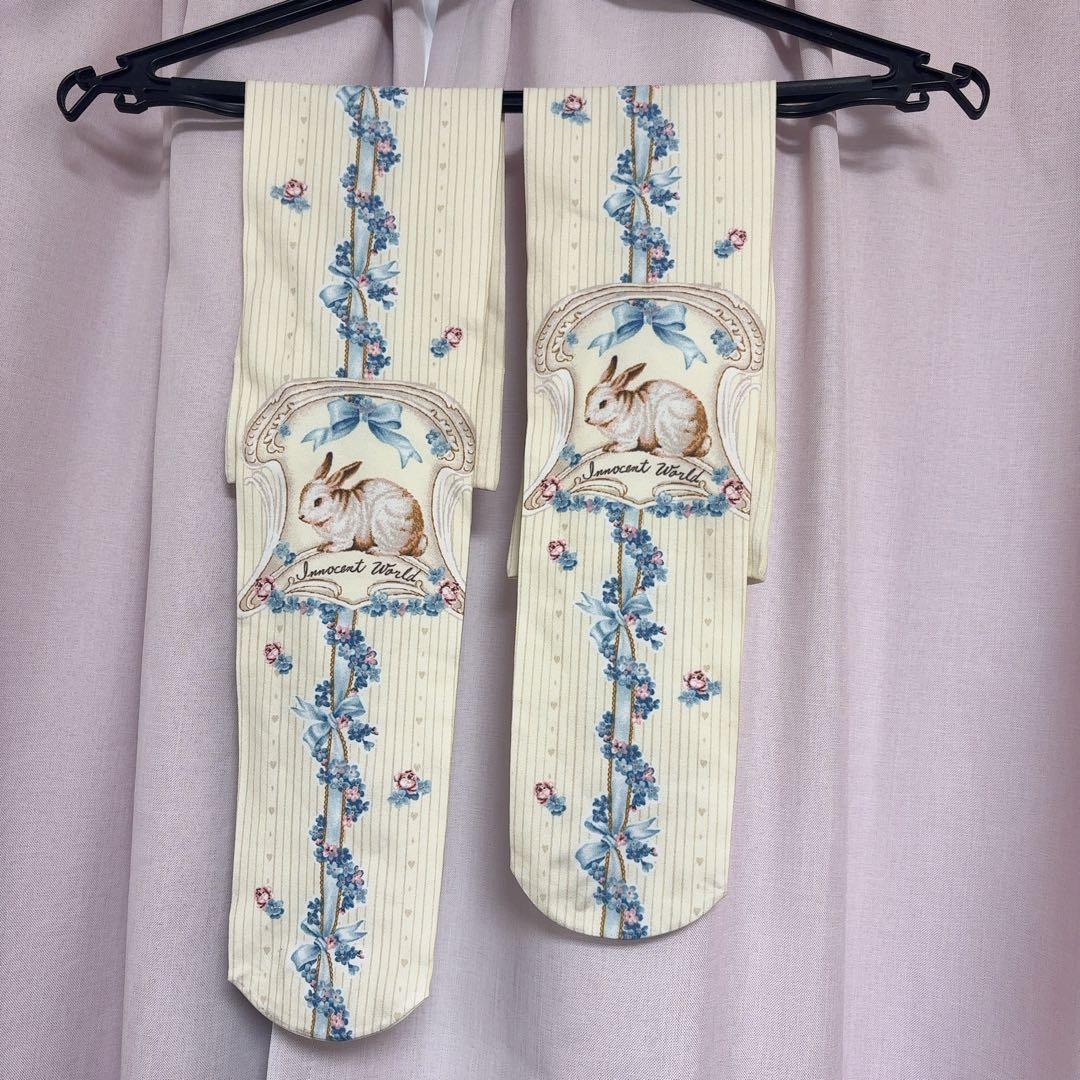 Innocent World 白と茶のうさぎのジャンスカ＆オーバーニーセット