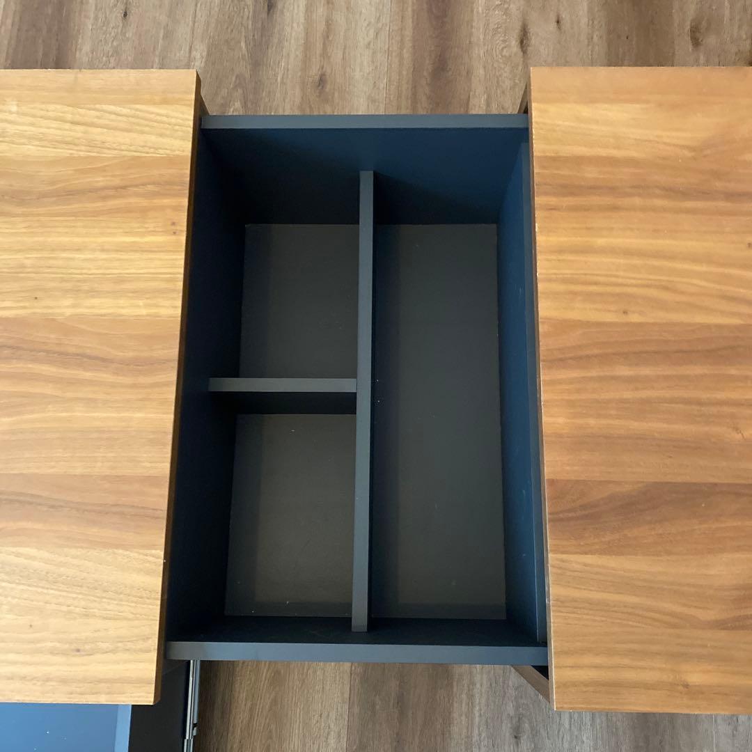 木目調センターテーブル 大量引き出し付き　一生紀