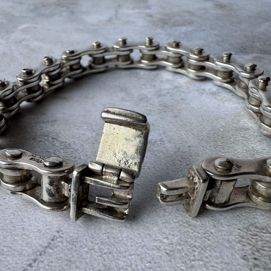 ヴィンテージ ヘビーバイクチェーンブレスレット シルバー925 メキシコ製