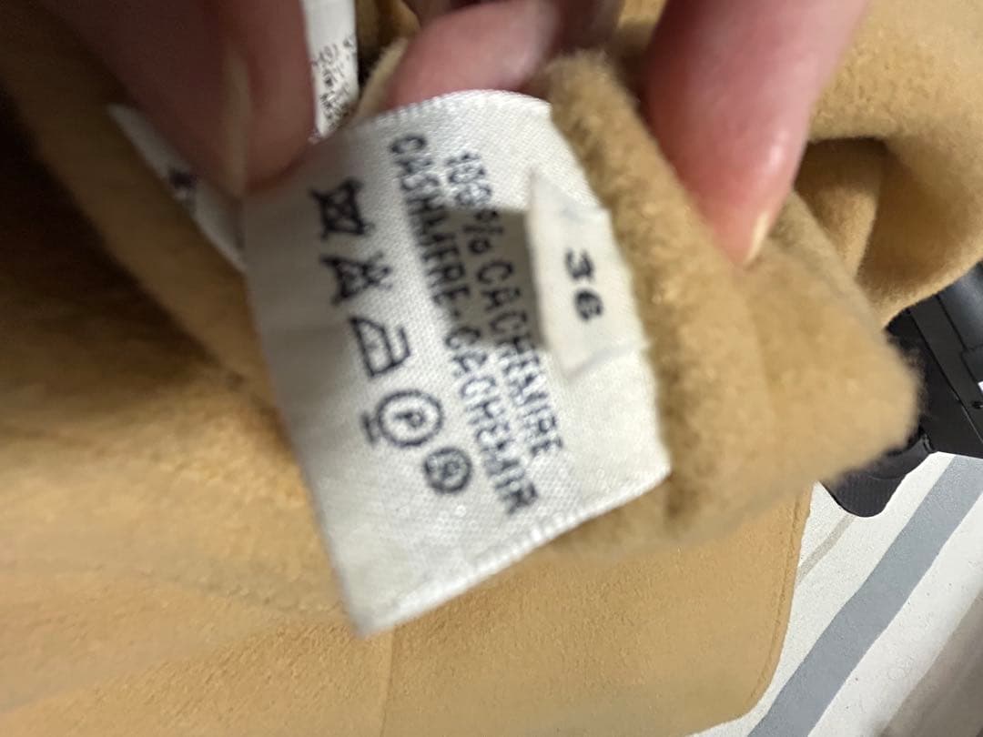 未使用級極美品　HERMES ケリー金具カシミヤダッフルコート 36キャメル