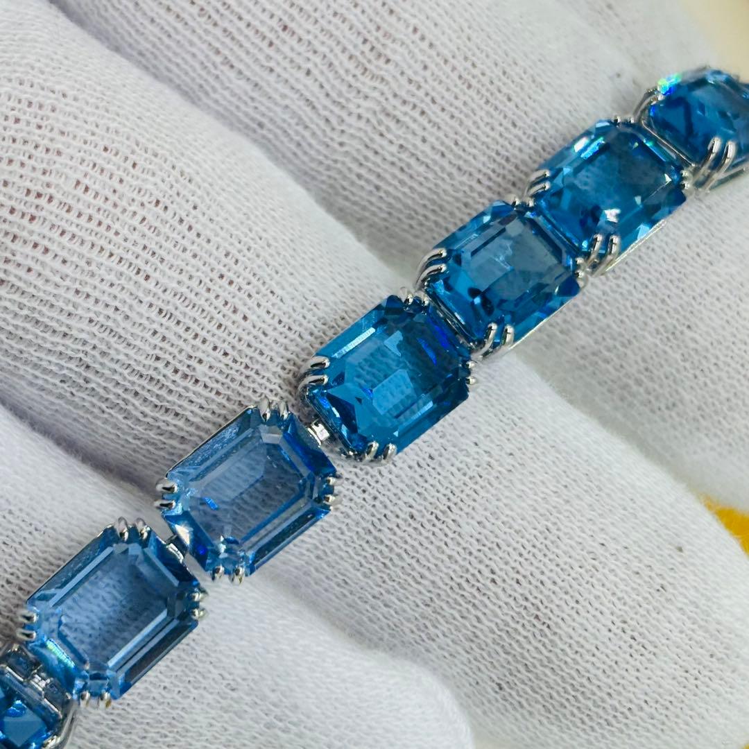 ぴ*様 スワロフスキー ミレニア ブレスレット オクタゴンカット ブルー グラデ