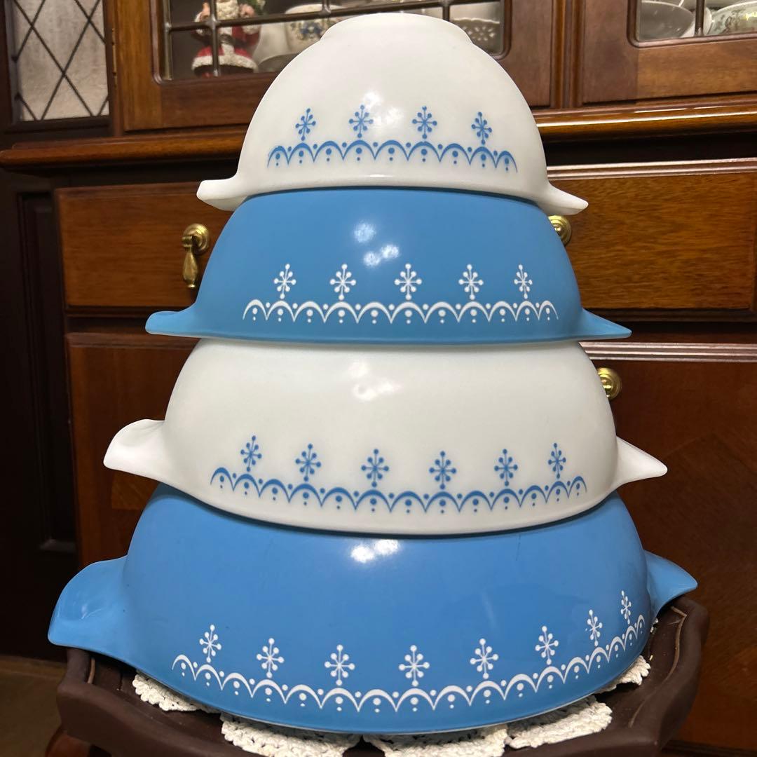 オールドパイレックス　スノーフレークシンデレラボール4セット